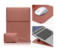 CiimWaa 13,3-14 Pulgadas Funda Estuche para Portátiles para MacBook Pro 13"/14"/MacBook Air 13"/Surface/DELL/Lenovo/HP/ASUS, Ordenador PC Portatil Cuero PU con Soporte Fuente [13,3-14 Rosa]