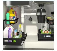 CIIN Organizador Bajo fregadero con 2 niveles - Organizador Cocina y Baño Metal con Cajón inferior Extraíble, Almacenaje Cocina en forma de L, Versátil, Resistente y Duradero. (Pack 2 Unidades)