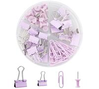 CIJIAINIENG Juego de 72 clips para carpeta, clips de papel, chinchetas, clips de bulldog con caja de almacenamiento, organizador de accesorios de escritorio para suministros de oficina en casa,