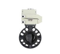 CIJIAOPOYU Válvula de Mariposa motorizada DN50 2 Pulgadas DN65 DN80 DN100 4 Pulgadas UPVC PVC Tipo químico Válvula de Mariposa Resistente a ácidos y álcalis Voltaje AC220(DN100)