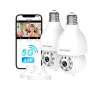 CiKiKWXO 2K 3MP Camara Vigilancia WiFi Interior Bombilla (2.4/5 GHz) con Visión Nocturna en Color, Detección de Movimiento, Audio Bidireccional, Alexa, E27 Estándar (Pack2)