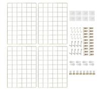 CIKLCIX Panel de pared de rejilla de metal, organizador de fotos de rejilla de alambre, 17.3 x 11.8 pulgadas, marco de fotos de rejilla, paquete de 4 tableros de notas de malla de alambre con clips y