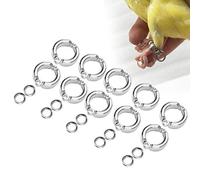 Cikonielf 10 Piezas Anillos de pie de pájaro Anillo de Pierna de Loro de Metal al Aire Libre Actividad de Entrenamiento de Moscas Accesorios de Clip de Apertura para Entrenamiento de pájaros(#9)