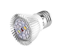 Cikonielf 18W 85-265V Aluminio De Espectro Completo E27 / E14 / Gu10 18 Led Grow Light Flower Plant Bombilla De Crecimiento Hidropónico Plata 1.89 X 2.56 Pulgadas(E27)