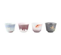 Cikonielf 4 Unids/Set Taza De Té De Kung Fu Estilo Japonés Juego De Tazas De Cerámica Hechas A Mano Diseño De Textura Única Regalo Para El Hogar
