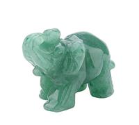 Cikonielf Elefante Tallado en Jade Natural de 2 Pulgadas, estatuas de Elefante de Cristal Feng Shui, Elefante de Jade de la Suerte para la decoración del hogar(Verde)
