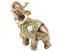 Cikonielf Estatua de Elefante de la Suerte de la Riqueza Feng Shui Estatua de Elefante Verde Escultura de la Riqueza estatuilla Regalo colección de decoración del hogar(L)