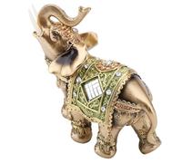 Cikonielf Estatua de Elefante de la Suerte de la Riqueza Feng Shui Estatua de Elefante Verde Escultura de la Riqueza estatuilla Regalo colección de decoración del hogar(L)