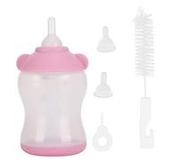 Cikonielf Juego de biberones para Mascotas Juego de alimentador de Leche de Agua para Gatos de Silicona para recién Nacidos con Cepillo de Limpieza(Rosado)
