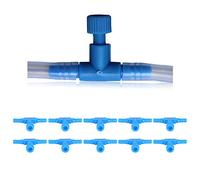 Cikonielf Válvulas de Control de Bomba de Aire con Conector en T de pecera de 10 Piezas, válvula de Control de Aire de Acuario de plástico para Tanques de Peces, Azul