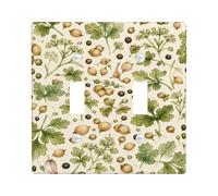 Cilantro - Placa de cubierta doble para interruptor de luz, semillas de hierbas naturales botánicas, plástico verde primavera, tamaño estándar, placas de interruptor de pared, acentos para sala de