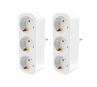 CILIA Ladrón Enchufes Múltiple, Adaptador Enchufe Triple Pared, Regleta sin Cable 3 Tomas Schuko, Alta Potencia 3680W 16A, Multiplicador Corriente para Casa, Cocina y Oficina - Blanco Pack de 2