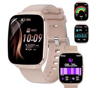 CILIENG Smartwatch Uomo Donna, IP67 Impermeable Smart Watch per Android iOS, Risposta Chiamate, Podómetro Monitor Estrés, Sueño y Ritmo Cardíaco (Rosa)