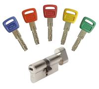 Cilindro Bricard Olympia 30+30 Botón. 5 Llaves, Plata
