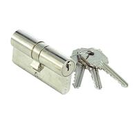 Cilindro - cilindro europerfil niquelado de 70 mm, alta seguridad, fabricado en metal resistente, ideal para puertas de acceso y cerraduras.