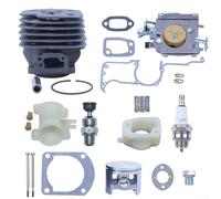 Cilindro completo de diámetro grande de 52 mm para kit de pistón para reparación de motosierra 266XP 266 266SE con pernos de válvula de carburador y adaptador de admisión