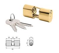 Cilindro CVL 5968 / 25x25 / Laton Pulido Ovalado Levas y Vastagos Cilindro Doble