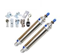 Cilindro de aire neumático 25MM Diámetro 25-500mm Carrera Pequeño pistón de acero inoxidable Mini cilindro de doble acción(MA25x350-CA-S,Only Cylinder)