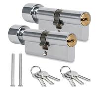 Cilindro De Cierre Con Pomo 30/30mm,2 Pieza Cilindro De Bloqueo Del,Euro Latón Cilindro,Bombin Cerradura Seguridad Con 3 Llaves,Antirrobo, Antiperforación,Accesorios De Repuesto