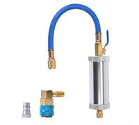 Cilindro de inyector de aceite de CA automotriz para recarga eficiente de aire acondicionado con construcción de aleación de aluminio y manómetros transparentes azul, rojo o amarillo (OF003+QC13L+AD50