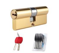 Cilindro de latón de 35 mm/35 mm, cilindro de cierre con 5 llaves, cilindro de cerradura con dos tornillos de fácil montaje, anti-picking, antiperforación, antidisparo, antigolpes