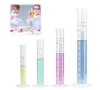 Cilindro de Medición,Plástico Graduado Laboratorio Prueba,Cilindro Graduado,Cilindros Medidores de Plástico,Probetas de Plástico con Base,Probetas Graduadas 10ml 25ml 50ml 100ml,4PC