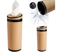 Cilindro de pañuelos para automóvil Cajas de pañuelos Redondas de Cuero para automóvil de 6.9x2.7 Pulgadas con portavasos para rompeventanas para vehículo Baño Oficina Cajas Redondas para