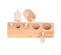Cilindro de punzonado - 15,5 x 4,5 x 3,5 cm, herramienta de clasificación de madera, bloque de madera con pasadores para ejercicios sensoriales, escalera de cilindro con asas lisas, recursos de