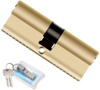Cilindro de seguridad,Cerradura para puertas ,Bombín de doble embrague , Antitaladro ,Incluye 8 llaves , Dorado , Medidas: 65 (32.5-32.5 mm)