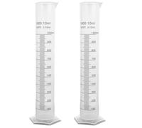 Cilindro graduado de 1000 ml, juego de 2 cilindros medidores transparentes de plástico con boquilla vertedora, para laboratorio de proyectos científicos