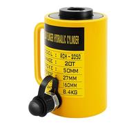 Cilindro hidráulico 20T, carrera de 60 mm, cilindro hueco de pistón ZG3/8, conector de protección contra el polvo para obras/petróleo/industria, amarillo/negro