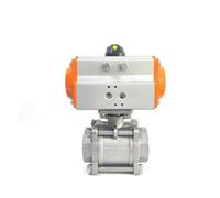 Cilindro neumático de bola de plataforma alta de tres piezas DN32, acero inoxidable, 1-1/4", Q611F-16P, de simple efecto