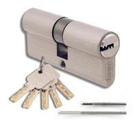 Cilindro perfilado de latón 45/45 mm con 5 llaves incluidas, cilindro para cerraduras robusto, incluye 2 tornillos, montaje fácil, cerradura para puertas y garajes, longitud 90 mm