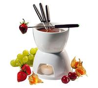 Cilio 104417 - Set para fondue de chocolate en porcelana dura (h.nr.) | Fuente de chocolate alternativa ideal para postres y dulces, con 4 tenedores, quemador y vela de té