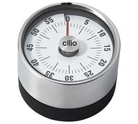 Cilio 294668 Pure - Temporizador de cocina de acero inoxidable con imán (diámetro de 6 cm)