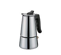 Cilio ADRIANA - Cafetera espresso (acero inoxidable, apta para todo tipo de cocinas, diámetro de 10 cm, altura de 19 cm, apta para lavavajillas, cafetera de 6 tazas, cafetera de camping