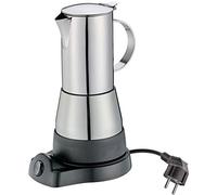 cilio AIDA - Cafetera eléctrica para 6 tazas de espresso (300 ml), acero inoxidable, también para viajes, camping, con función de mantenimiento de calor, 480 W