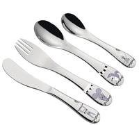 cilio Cubertería infantil para fiestas | 4 piezas | acero inoxidable | Forma ergonómica | Cuchillo infantil 21 cm, tenedor infantil 21 cm, cuchara infantil de 20 cm, cuchara pequeña de 17 cm, motivos