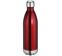 cilio Elegante botella de agua roja de acero inoxidable, 1 litro, a prueba de fugas, termo también para bebidas carbonatadas, se mantiene caliente hasta 18 horas y fría durante 24 horas
