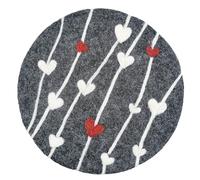 cilio Lana Cuore - Salvamanteles de Fieltro Lavable de Lana de Oveja para ollas Calientes, Platos, moldes y sartenes, Resistente al Calor hasta 100 °C, diámetro de 21 cm, Redondo, Color Gris y Blanco