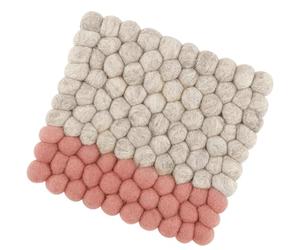 cilio Platillo LANA DUE de fieltro lavable de lana de oveja para ollas calientes, platos, moldes y sartenes, resistente al calor hasta 100 °C, bolas de fieltro, 21 × 21 cm, cuadrado, color beige-coral