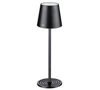 Cilio SOLE - Lámpara de mesa LED negra regulable con sensor táctil y función de memoria, ideal para interiores y exteriores, con cable USB-C, altura de 35 cm, diámetro de 11 cm