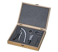 cilio TRENTINO - Set de vino (5 piezas, sacacorchos, vertedor, recogegotas, cortador de láminas, espiral de repuesto, caja de madera)