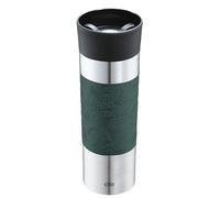 cilio VIAGGIO - Vaso térmico de acero inoxidable para llevar con tapa de plástico, cierre 360°, sistema de doble pared, a prueba de roturas y fugas, 500 ml, altura: 22,5 cm, color verde oscuro