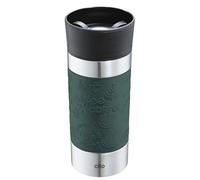 Cilio VIAGGIO - Vaso térmico de acero inoxidable para llevar con tapa de plástico, cierre 360°, sistema de doble pared, a prueba de roturas y fugas, 360 ml, altura: 19 cm, color verde oscuro