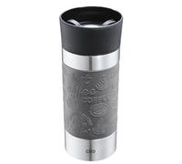 Cilio VIAGGIO Vaso térmico de acero inoxidable para llevar, tapa de plástico, cierre de 360°, sistema de doble pared, a prueba de roturas y fugas, 360 ml, altura: 19 cm, color gris