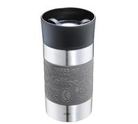 Cilio VIAGGIO Vaso térmico de acero inoxidable para llevar, tapa de plástico, cierre de 360°, sistema de doble pared, a prueba de roturas y fugas, 300 ml, altura: 15,5 cm, color gris