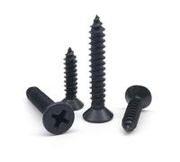 Cilky Tornillos metálicos 50/100 Uds M1.7 M2 M2.5 M3 Tornillo de Madera autorroscante de Cabeza avellanada Plana Cruzada de Acero al Carbono Negro(12mm,50pcs M3)