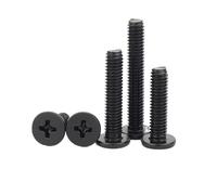 Cilky Tornillos metálicos 50 Tornillos de Acero al Carbono Negros M2 M2.5 M3 con Cabeza de oblea Plana Ultrafina con Punta en Cruz(6mm,M2 50pcs)