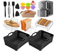 Ciluonavi Accesorios de Revestimiento de freidora de Aire de Silicona para Ninja Double Stack XL 9.5L Air Fryer SL400EU, para Cosori Dual Air Fryer 8.5L, canastas de aerodinter